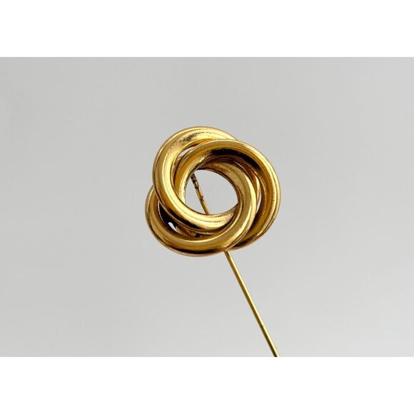 Triple Circle Entwined Gold Toned Vintage Stick Pin | Hat Pin | Lapel Pin - Picture 1 of 10